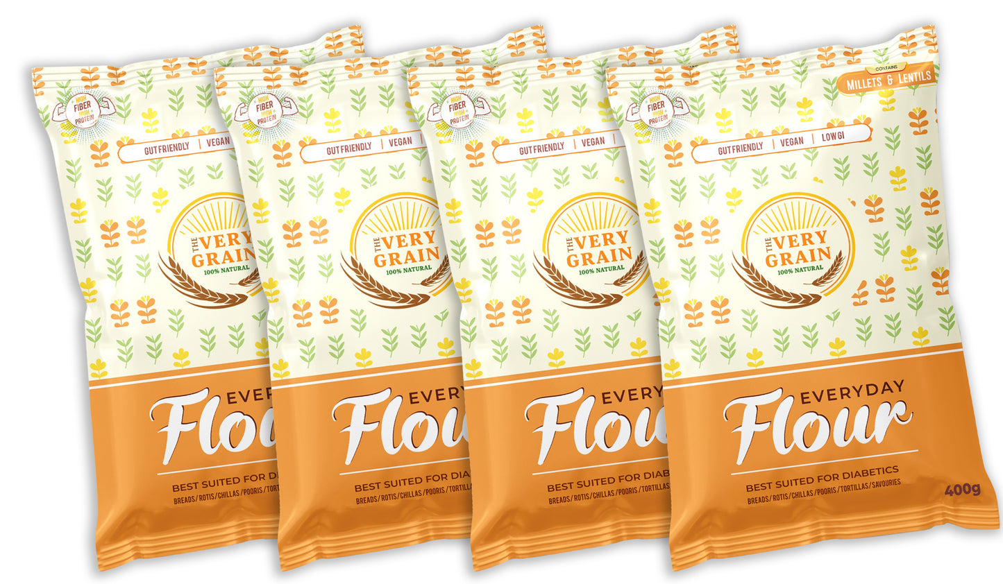 Everyday Flour (Low GI, High Protein, Wheat Free, Diabetic Friendly) - 1.6Kg (Pack of 4)