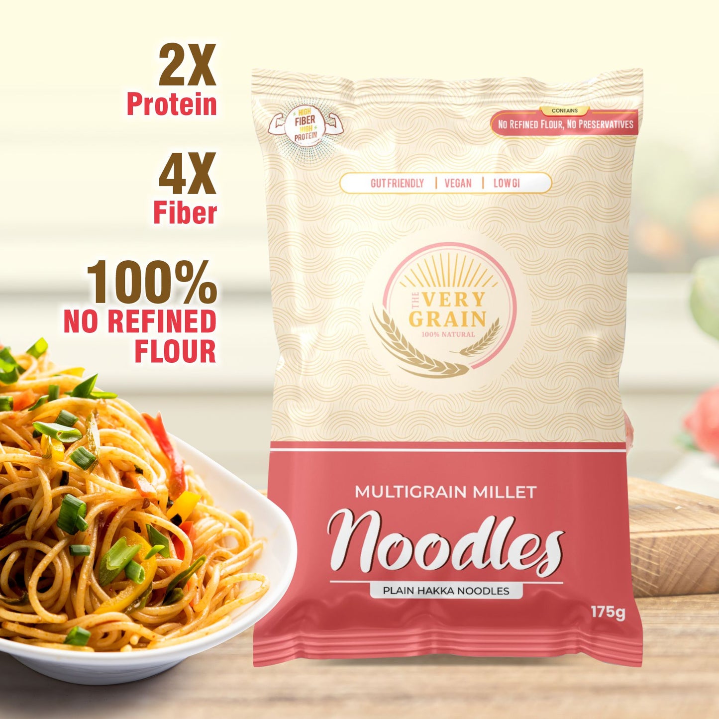 Multigrain Millet Noodles (Zero Maida, Low GI, High Protein) - 175 Gms