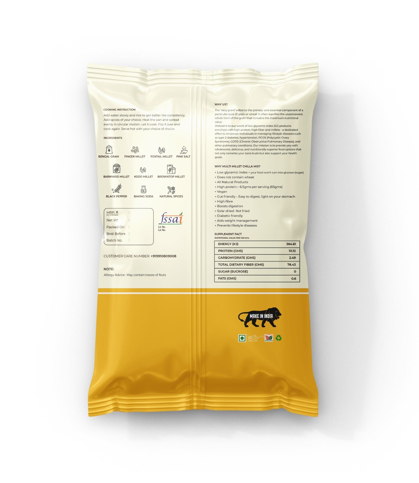 Multi Millet Cheela Mix (Gluten Free, High Protein) - 400 Gms