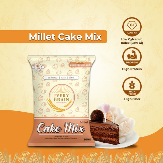 Millet Cake Mix ( Zero Maida, No Refined Sugar, Gluten Free)                           Good for Pancakes, Waffles, Cupcakes- 300 Gms each