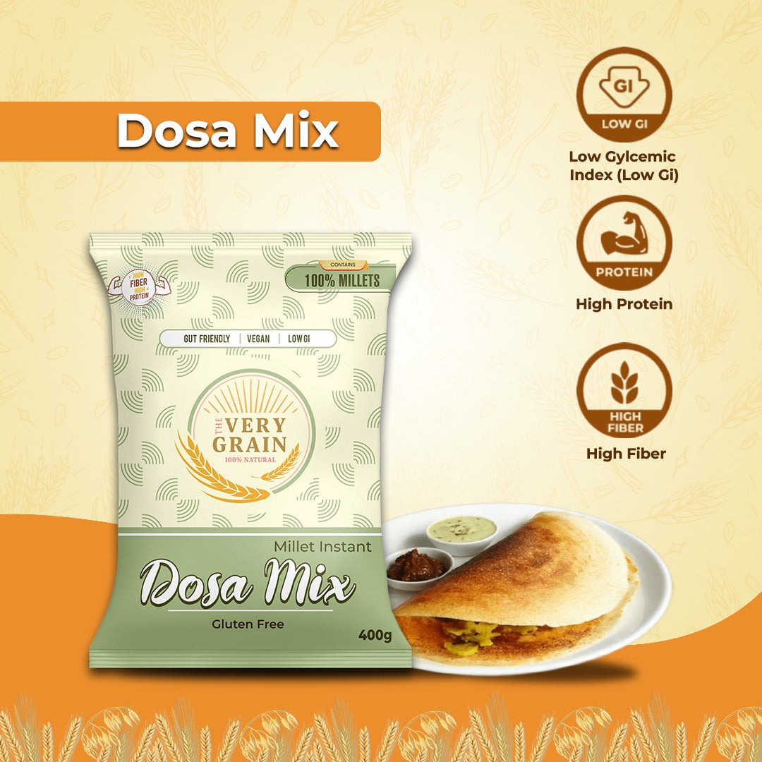 Millet Dosa Mix (Gluten Free, Low GI, Diabetic Friendly) - 400 Gms each