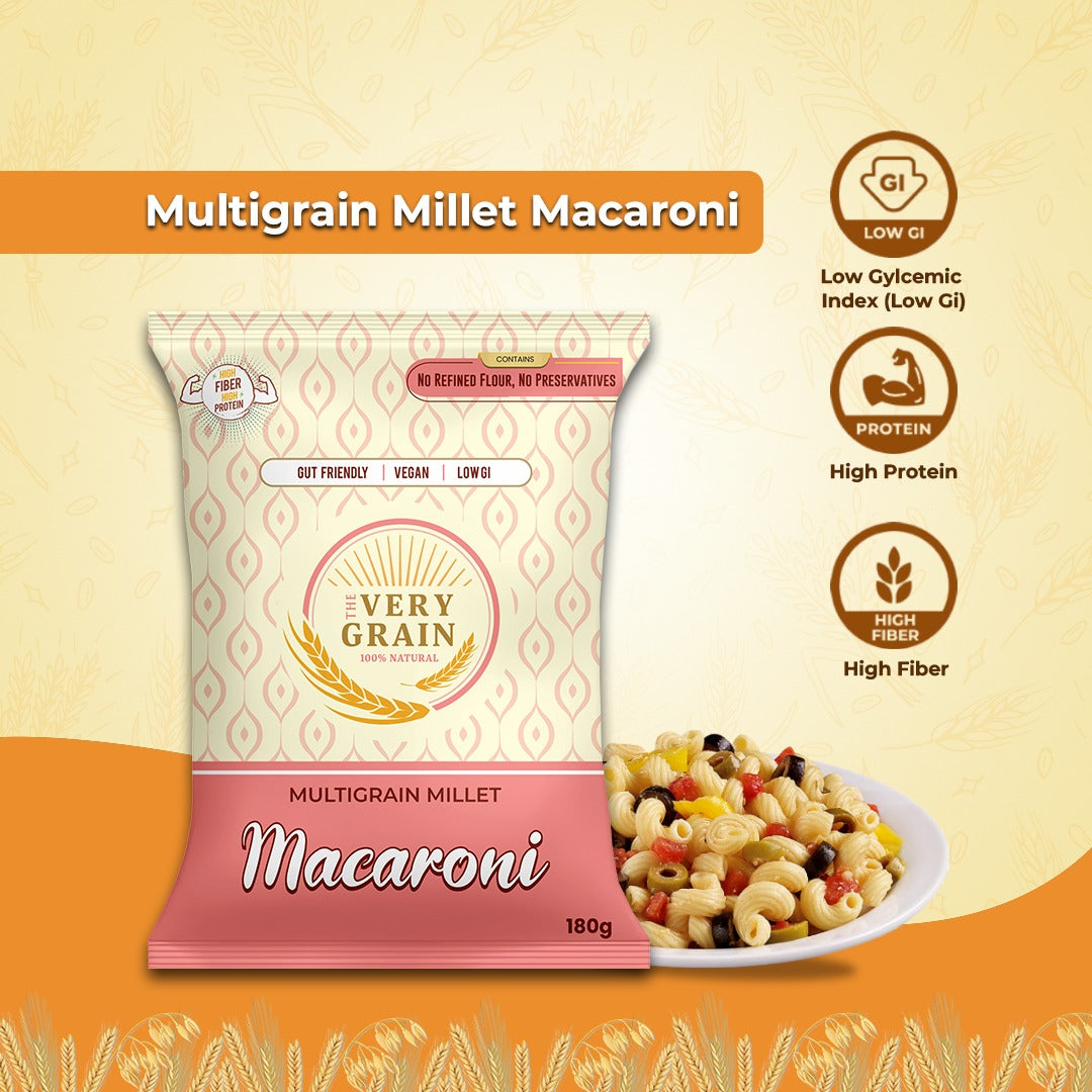 Multigrain Millet Macaroni (Zero Maida, Low GI, High Protein) - 180 Gms each