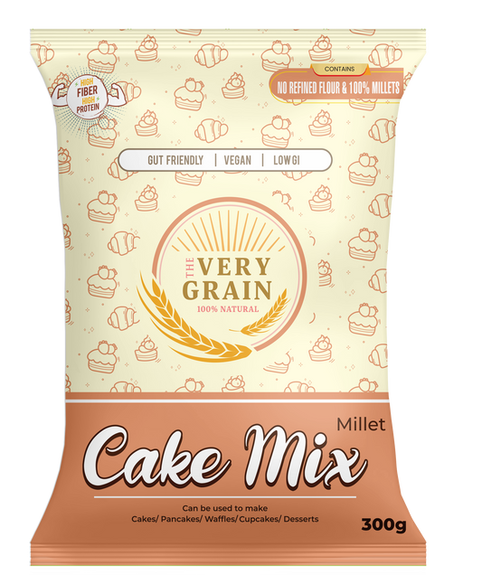 Millet Cake Mix ( Zero Maida, No Refined Sugar, Gluten Free)                           Good for Pancakes, Waffles, Cupcakes- 300 Gms