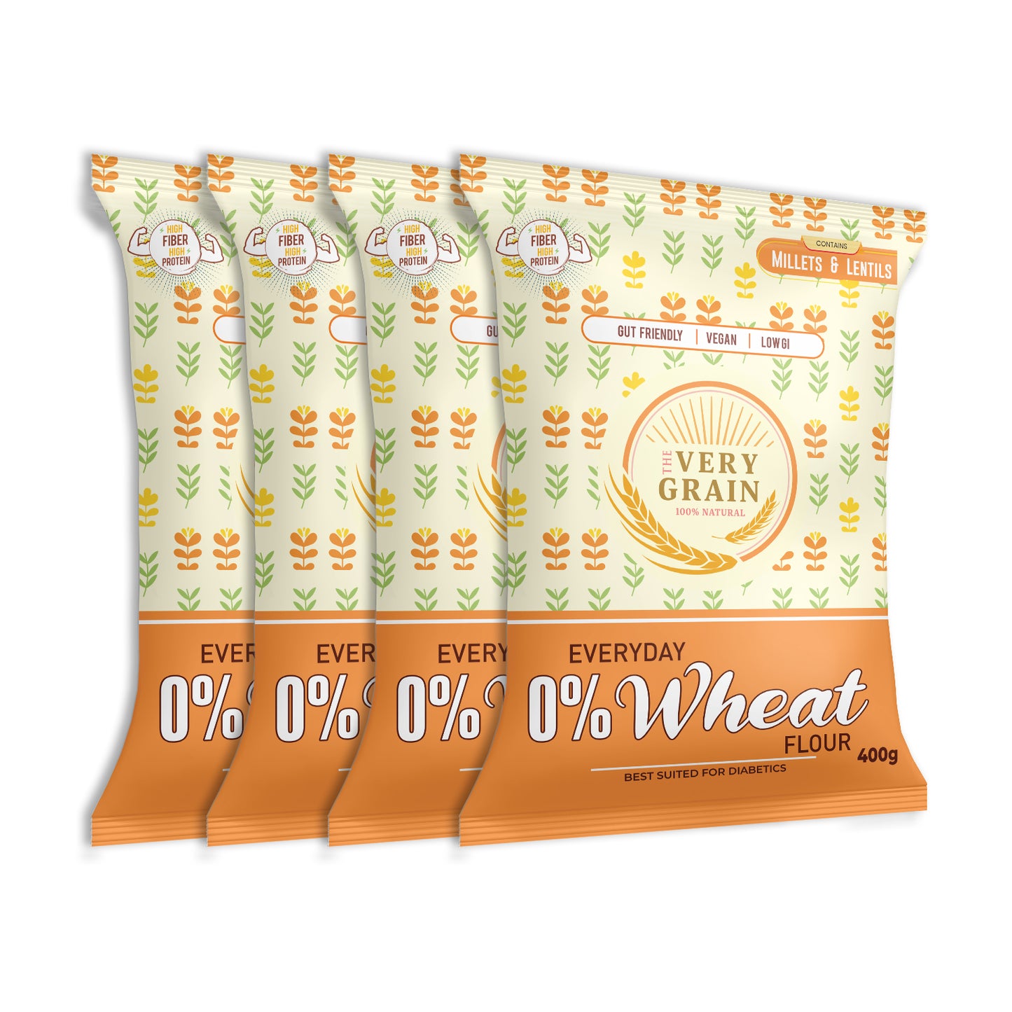 Everyday 0% Wheat Flour (Low GI, High Protein, Wheat Free, Diabetic Friendly) - 400 gms each (Pack of 4)