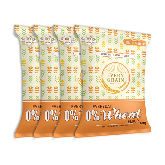Everyday 0% Wheat Flour (Low GI, High Protein, Wheat Free, Diabetic Friendly) - 400 gms each (Pack of 4)