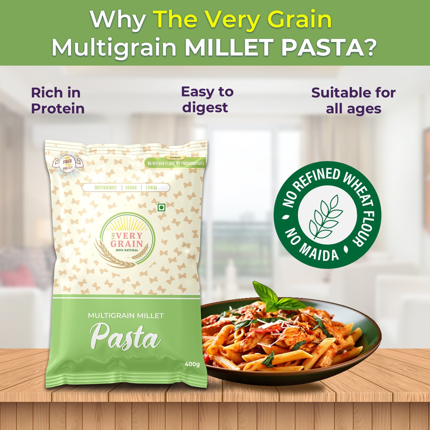 Multigrain Millet Pasta (Zero Maida, Low GI, High Protein) - 180Gms