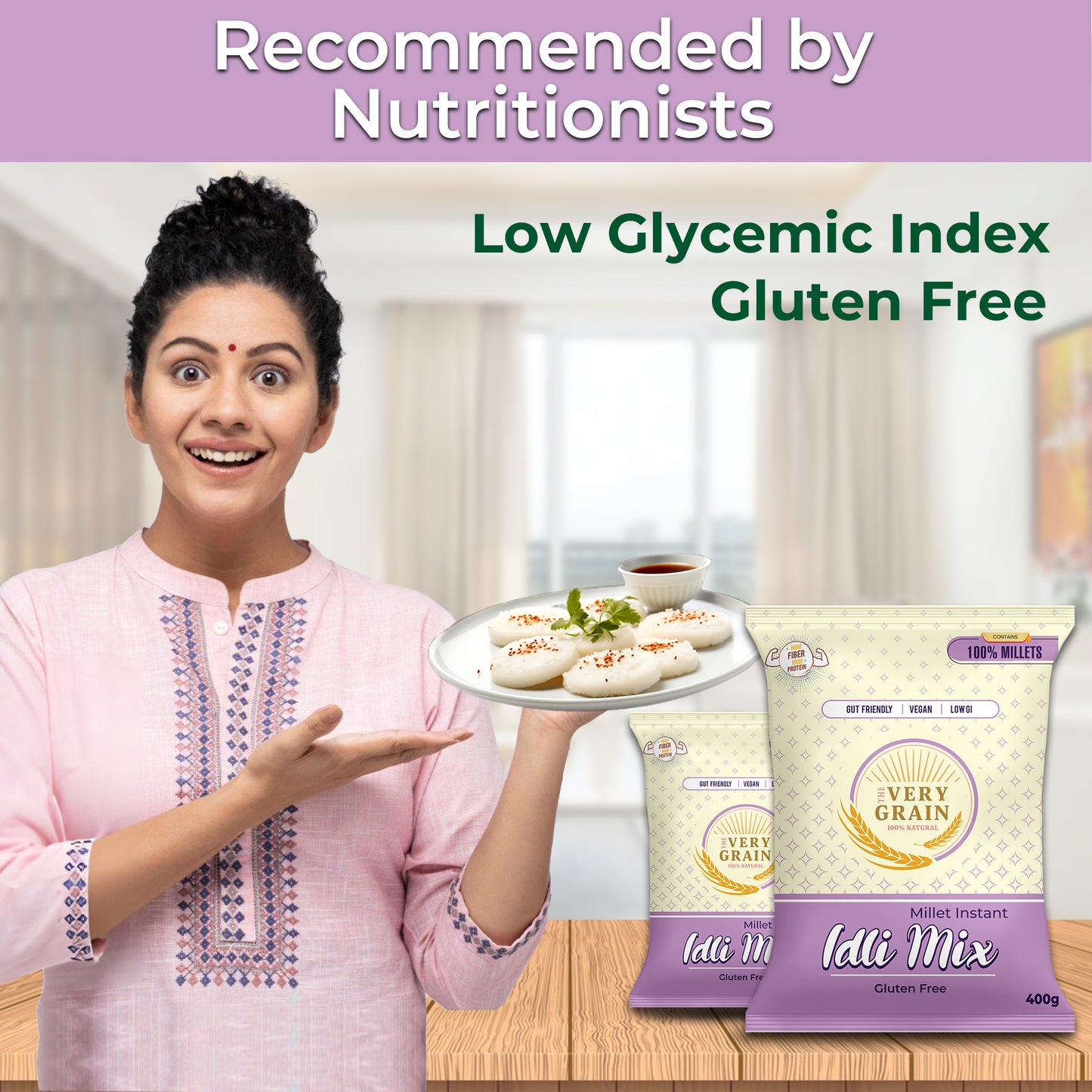 Millet Idli Mix (Gluten Free, Low GI, Diabetic Friendly) - 400 Gms