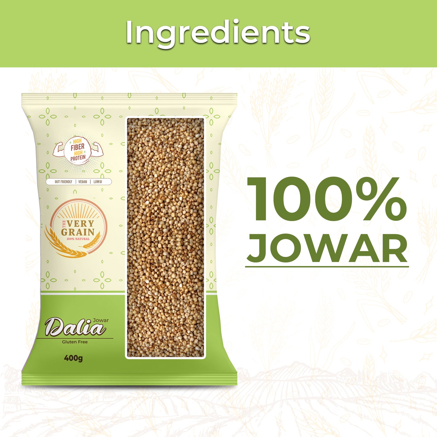 Jowar Dalia (Gluten Free, Low GI, Diabetic Friendly) - 400 Gms