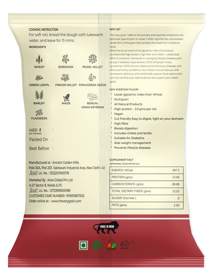 Everyday Lite Sugar Control Flour (25% Lower GI than wheat, High Protein, Diabetic Friendly, Multigrain MultiMillet) - (2+2) Kgs + 500 Gms Free
